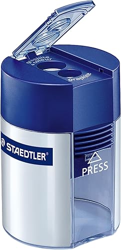 Miniatura 2 de Staedtler 512001BK - Sacapuntas de doble agujero metálico con recipiente para recoger virutas