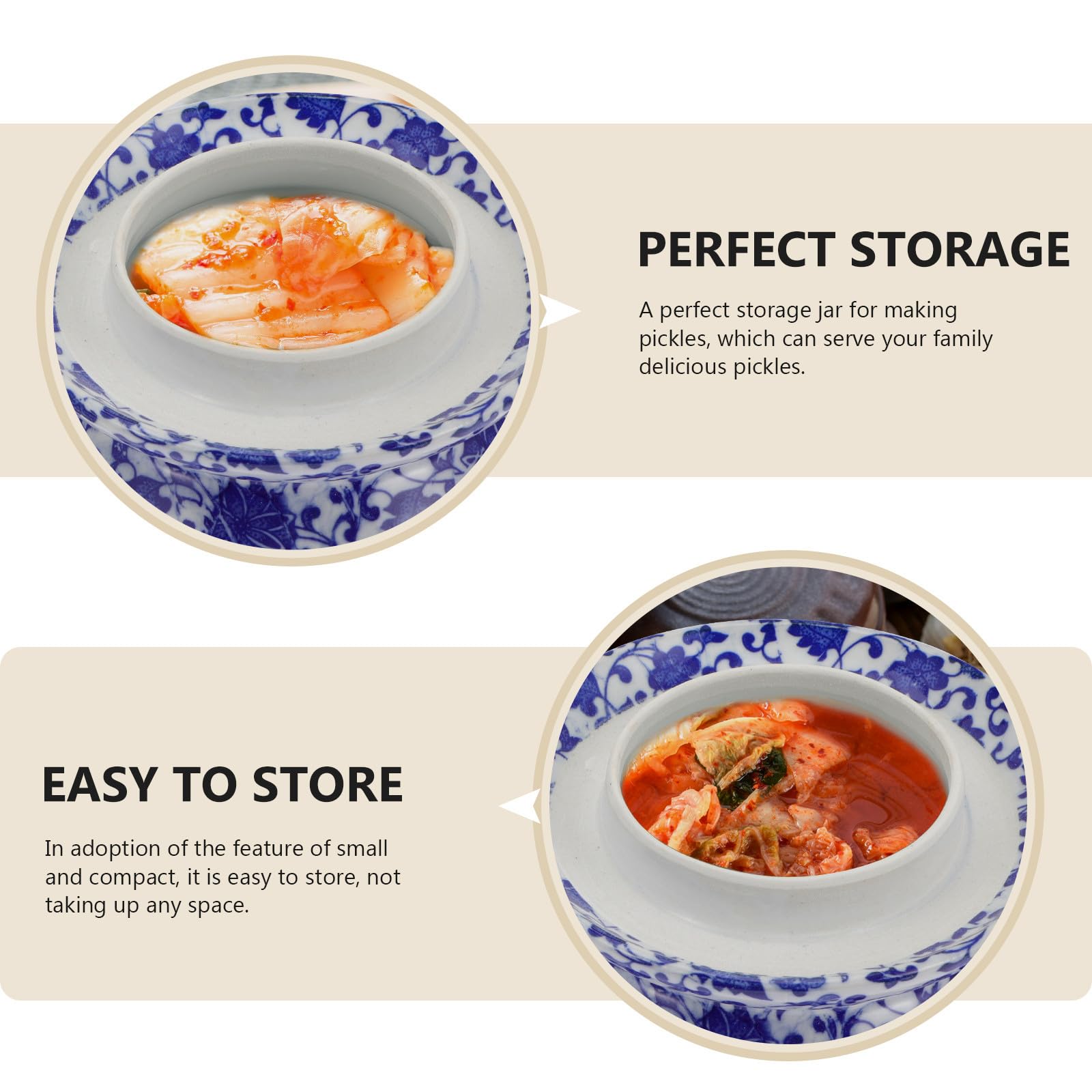 POPETPOP Contenitore in Ceramica per Cucina Ermetico Doppio Coperchio, Facile da Aprire e Chiudere, Vaso Compatto per Conservazione Alimentare e Fermentazione