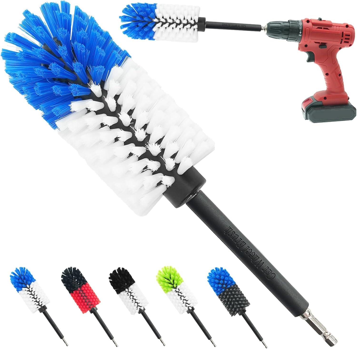 Product image of Wheel Brush, Soft Drill Wheel Cleaner Brush, Drill Brush for Car Wheel, No Scratches Highly Dense and Durable Car Wheel Brush Rim Tire Car Cleaning Brush for Wheels, Rims, Engines, Exhaust