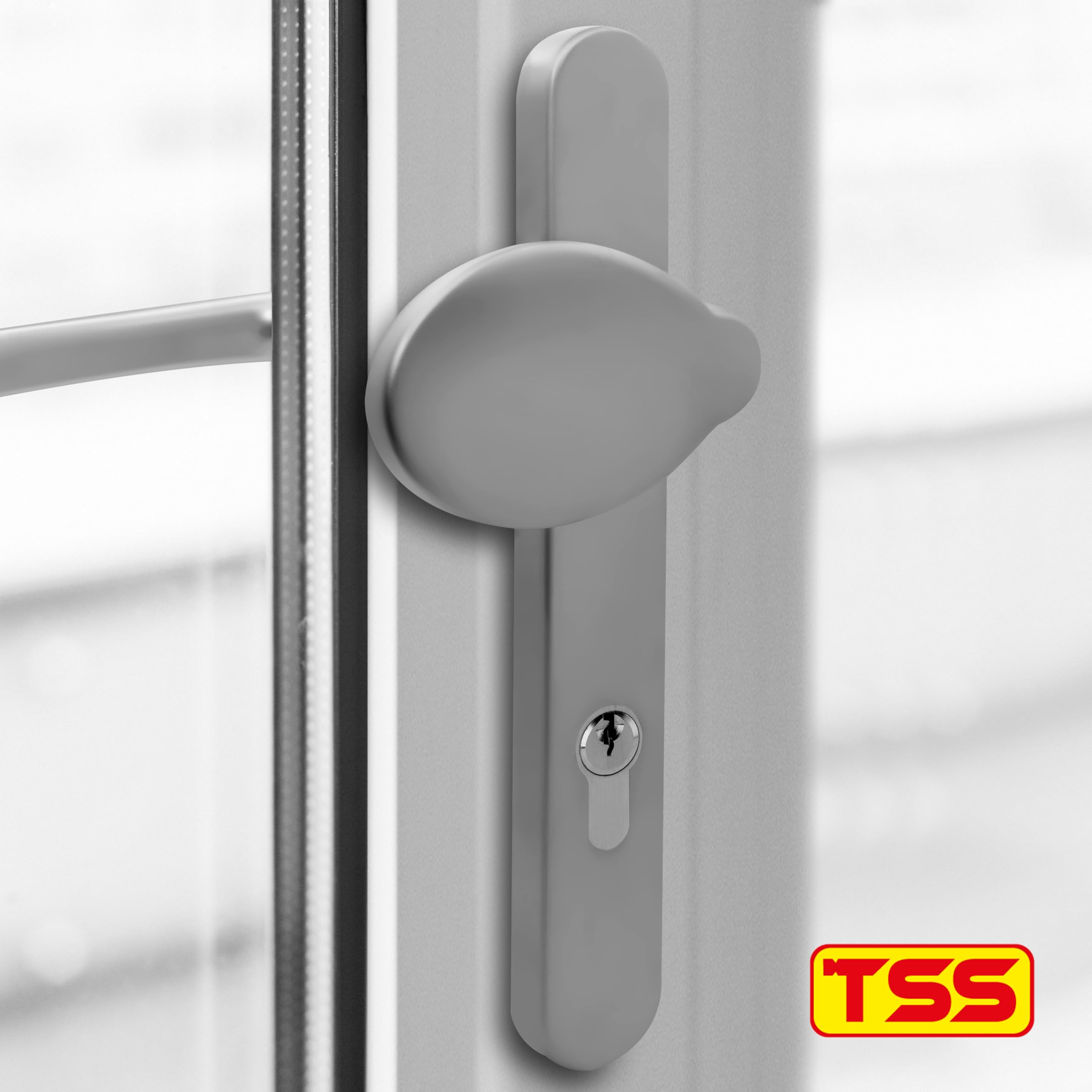 TSS Silver UPVC Door Handle Pair Set, Sprung, 92mm PZ (Centres), Lever Moveable Pad, 122mm Screw to Screw (Screw centres) - Image 2