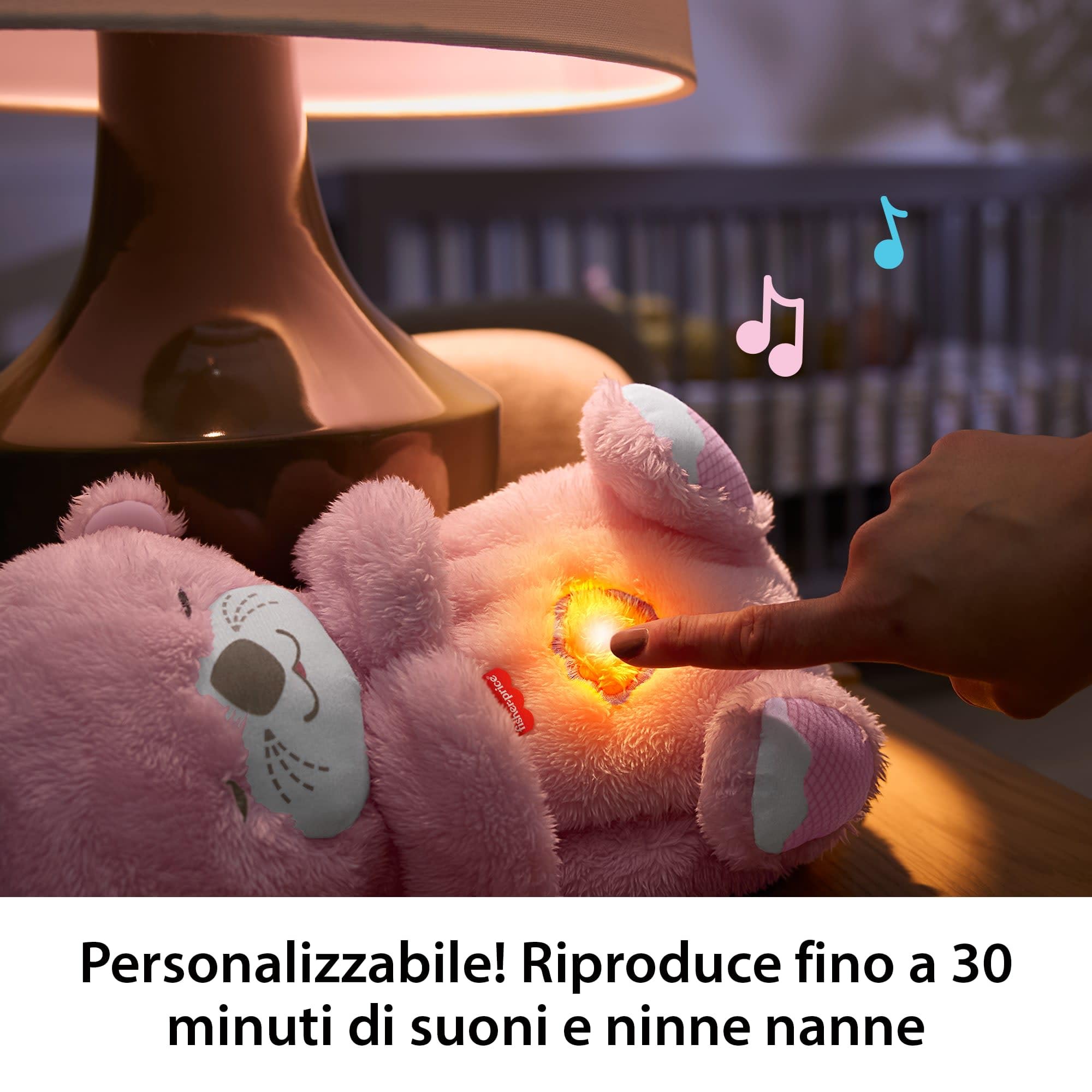 Fisher-Price - Lontra Rosa Soffice Relax, Peluche sensoriale Portatile con Movimento respiratorio e luci calmanti, Melodie per Il Sonno del Neonato, Giocattolo per Bambini, 0+ Mesi, JLJ33