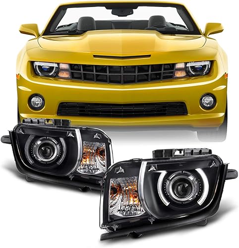 AKKON - Para negro 2010 2011 2012 2013 Chevy Camaro conductor y pasajero ambos lados proyectores faros delanteros
