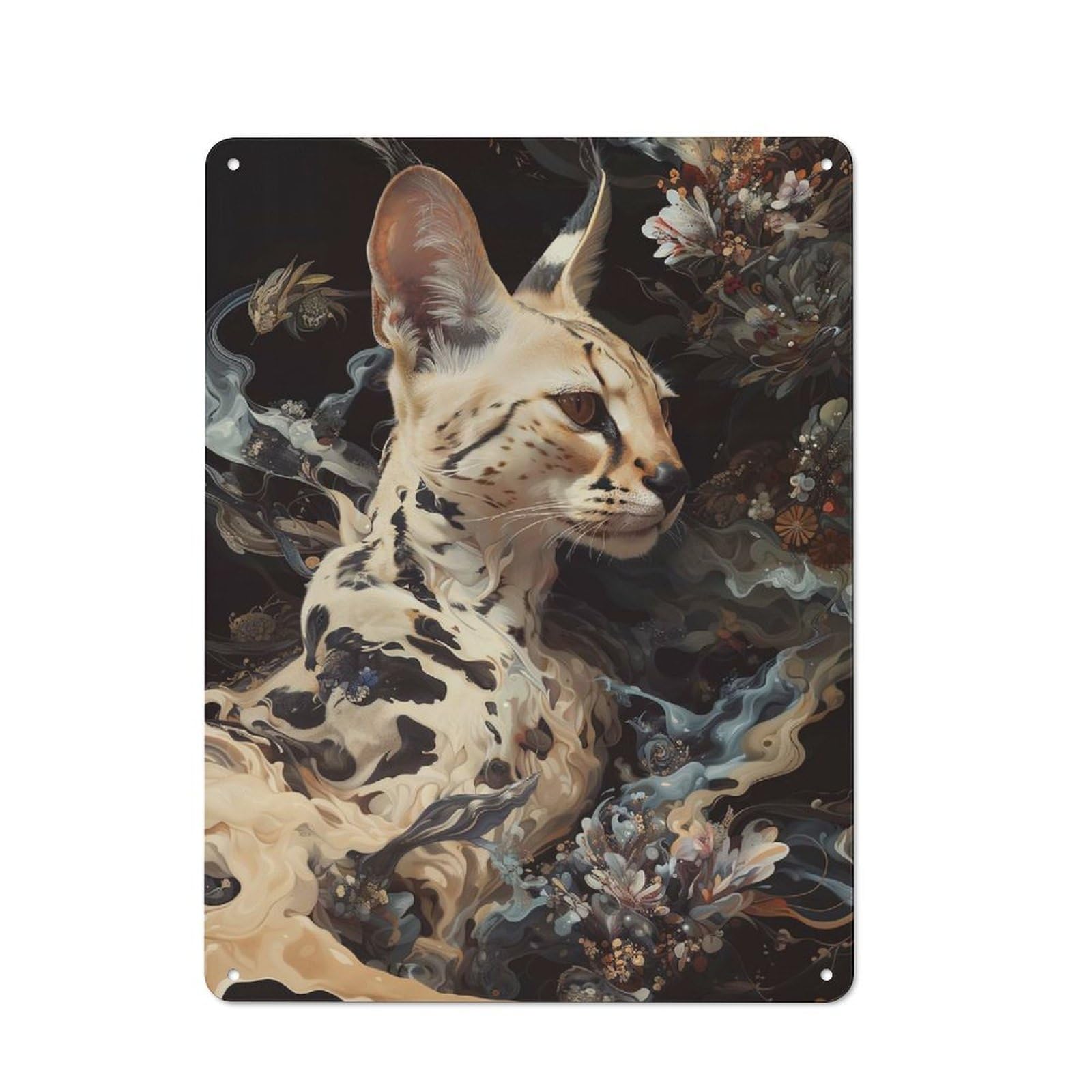 Junmoney Style-23 Serval Whimsy Rustic Tin Sign 40X30cm For Guest Room Or Hallway, For Vintage Wall Decor Fans, For Home Office And Studio Walls