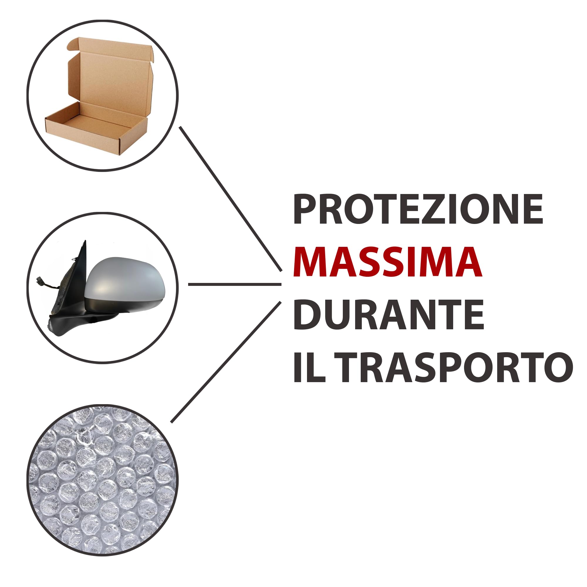 Specchietto laterale destro per FIAT 500L, Regolazione ELETTRICA, Lato Passegero, Vetro Riscaldabile, Con Sensore Temperatura, Oem : 735558566, 735564662