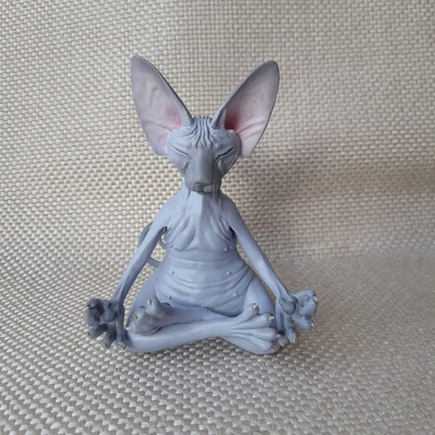 Mehrlieben Meditate Collectible Figurines Zen Yoga Relaxed Pose Buddha Meditation Sphynx Cat Collections Cat Statue for Home Office (Gray)