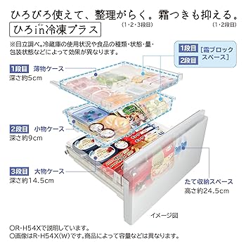 HITACHI 日立冷凍冷蔵庫 6ドア R-H54W 2024年製 540L Amazon | 日立 冷蔵庫 幅65cm 540L R-H54X W ピュアホワイト 6