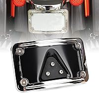 Vista 9 de 3148 Soporte de placa de matrícula curvado inclinado con marco compatible con Harley Davidson montaje de 3 agujeros (negro)