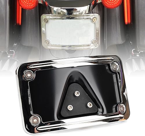 Miniatura 9 de 3148 Soporte de placa de matrícula curvado inclinado con marco compatible con Harley Davidson montaje de 3 agujeros (negro)