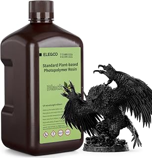 ELEGOO Standard Plant-Based 3D Printer Resin with Low Odor and High Precision, 405nm UV Curing Resin for Mars Saturn Jupiter MSLA DLP LCD 3D Printing - Black 2000g