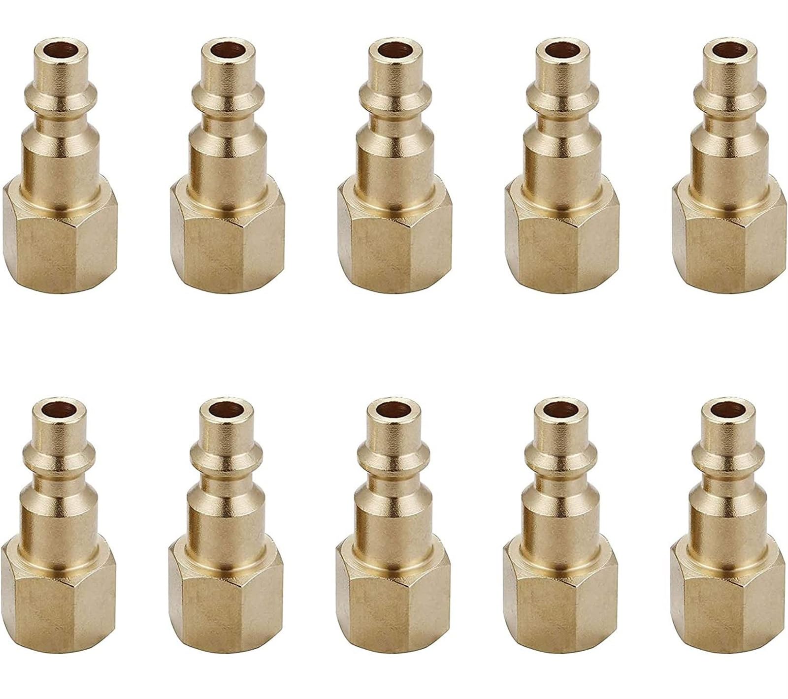 THE WHITE SHOP Air Hose Fittings And Air Coupler Plug, Air Compressor Quick-Connect FNPT Female Plug Kit (Industrial Type D, 1/4-Inch NPT Female Thread, Solid Brass, 10 Piece)