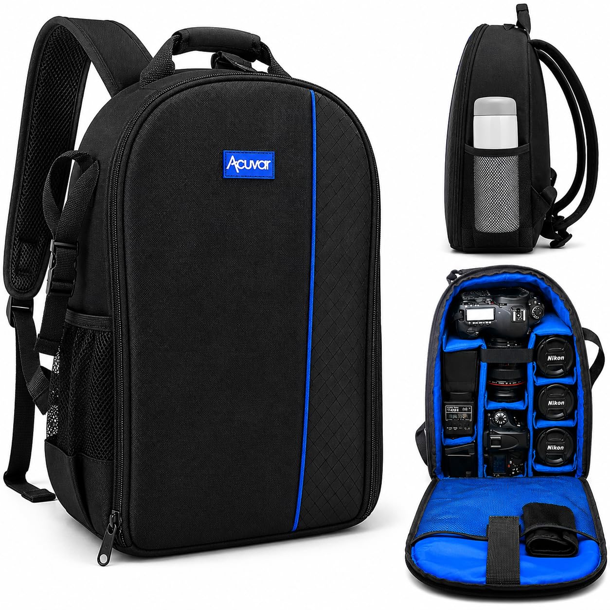 acuvar dslr camera backpack with rain cover Amazon.com: Acuvar Camera Backpack Bag for DSLR & Mirrorless Cameras –  Padded Camera Case with Customizable Dividers, Rain Cover, Laptop Storage,  Fits Canon Nikon Sony Camera & Lenses : Clothing, Shoes &