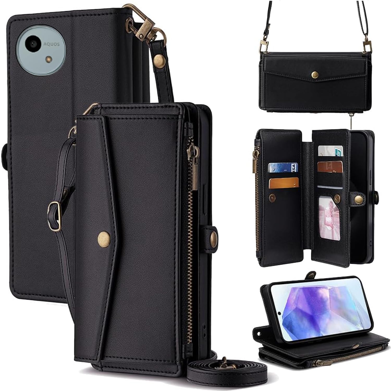 Amazon.co.jp: For AQUOS Wish 4 ケース 財布型 For アクオスwish4 SH
