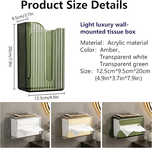 Miniatura 6 de DASITON Soporte de papel a rayas montado en la pared, organizador de papel facial, soporte de papel higiénico, soporte para caja de pañuelos para