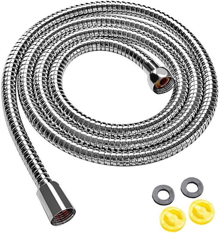 Klabb 59 Inch/150cm Stainless Steel Handheld Shower Hose, Flexible and Durable Replacement Hose with Brass Insert and Nut