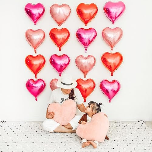 Miniatura 6 de Biapian Globos de papel de aluminio con forma de corazón, 10 globos rojos en forma de corazón, globos de San Valentín de 18 pulgadas, globos de