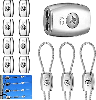 Moxweyeni 10 Pcs Electric Rope Connectors 6 mm Poly Rope Connector Electric Fence Connectors Heavy Duty Wires Splicer Galvanized Steel for Agricultural Fencing Connection