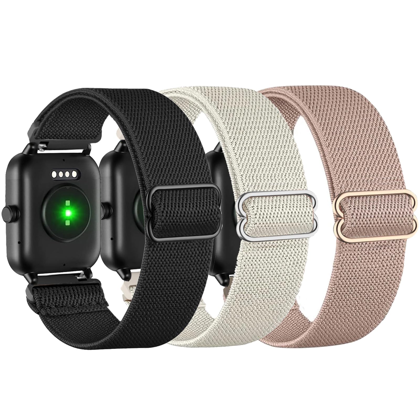 TUCOMO 3 Pack Stretchy Nylon Bands Compatible with Woneligo Fitpolo Smart Watch IDW13 22mm Loop Elastic Straps for