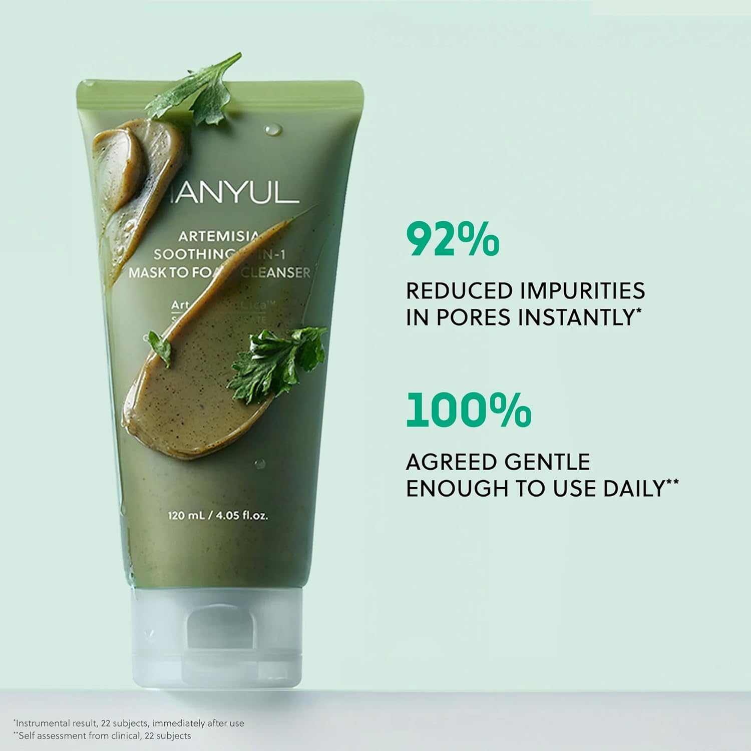HANYUL Artemisia Soothing 2-in-1 Mask To Foam Cleanser | Korean Daily Face Cleanser & Mask with Hyaluronic Acid, Glycerin & BHA For All Skin Types