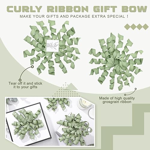 Vista 24 de Xinnun 24 lazos para envoltura de regalos, lazo rizado de Navidad de 6 pulgadas, lazos de regalo autoadhesivos con purpurina para manualidades