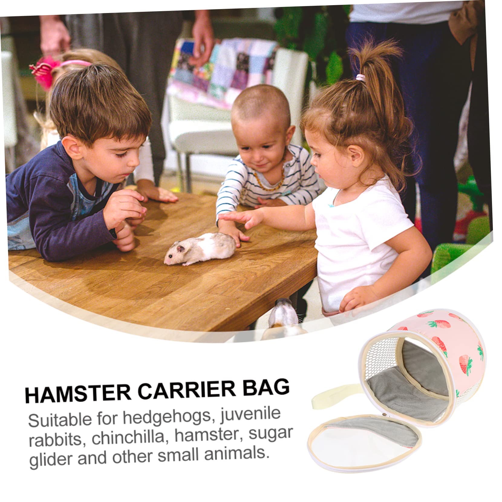 Happyyami Portable Small Animal Carrier for Hedgehogs Chinchillas and Hamsters Strawberry Outdoor Travel Handbag with Hand Strap for Easy Carrying and Maximum Pet Comfort