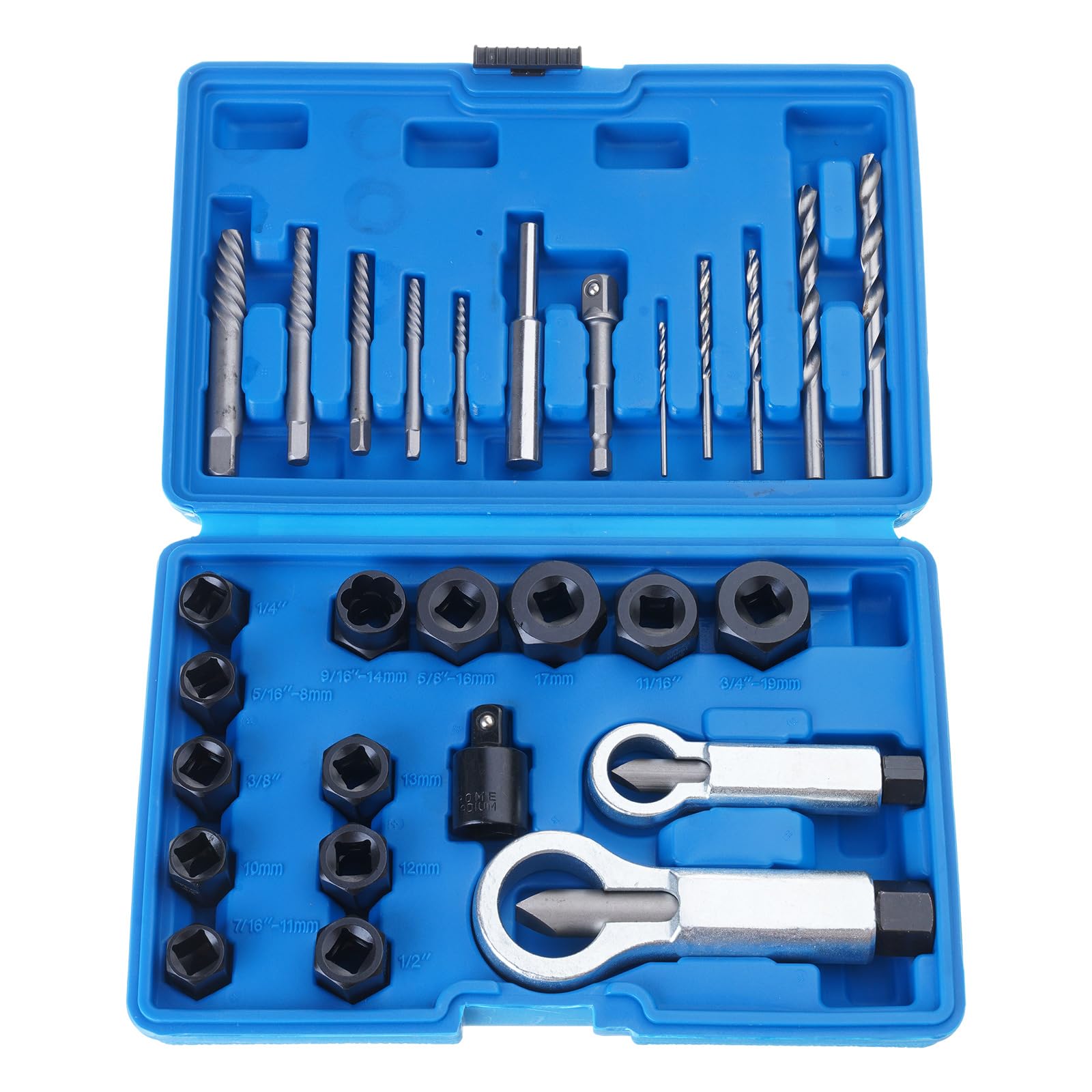 Tsophreniq 28Pcs Screw Extractors Nut Splitter Cracker Nut Bolt Removal Drill Bit Kit Bolt Extractor Tool For Damaged Screws Thread Removal Tool Kit