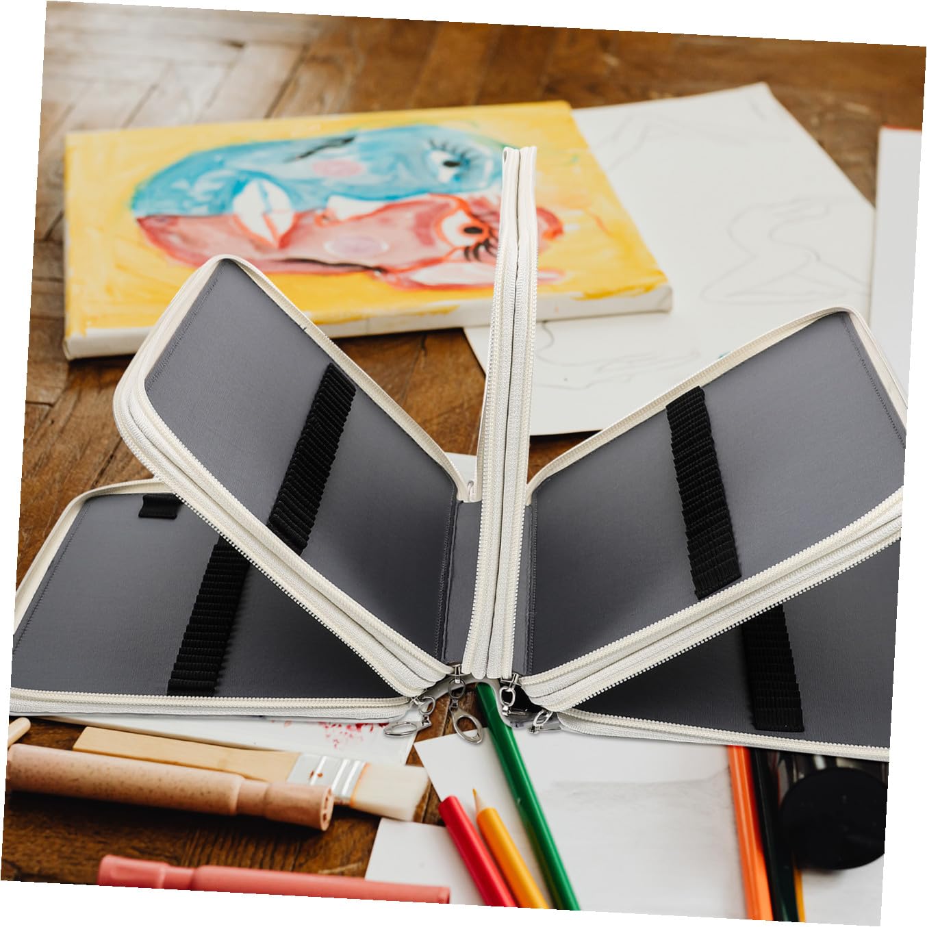 Angoily 1 Pièce Trousse à Crayons Multi Usage PU Sac de Rangement pour Fournitures Scolaires Poche à Crayons et Pratique pour Artistes et Étudiants