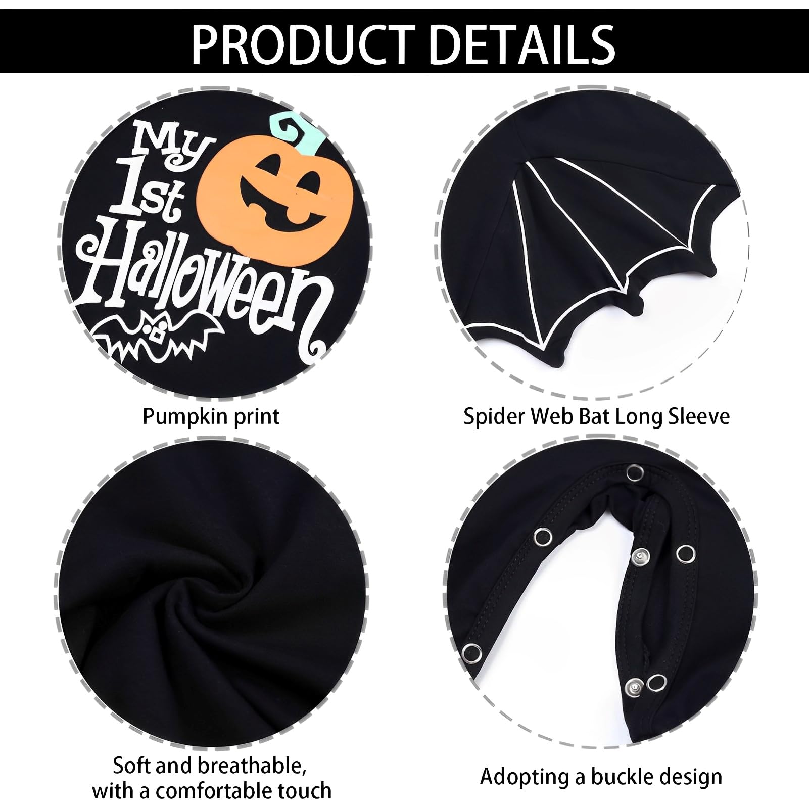Bambino Halloween Pipistrello Costume, Pipistrello Pagliaccetto Baby, Pagliaccetto Bambino Cosplay Costume, Halloween Costume Con Cappello, Adatto a Bambini di 0-7 Mesi, Unisex