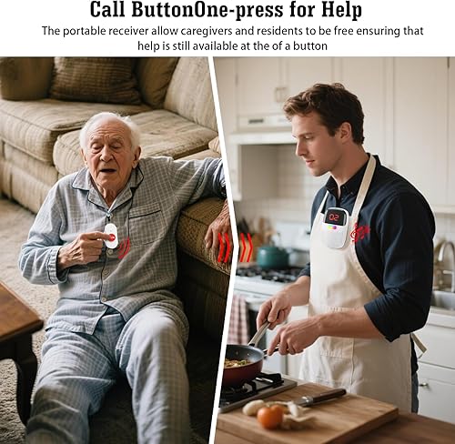 Miniatura 2 de Sistema de localización para cuidadores con pantalla digital para asistencia de ancianos, prevención de caídas y llamadas de enfermera, localizador