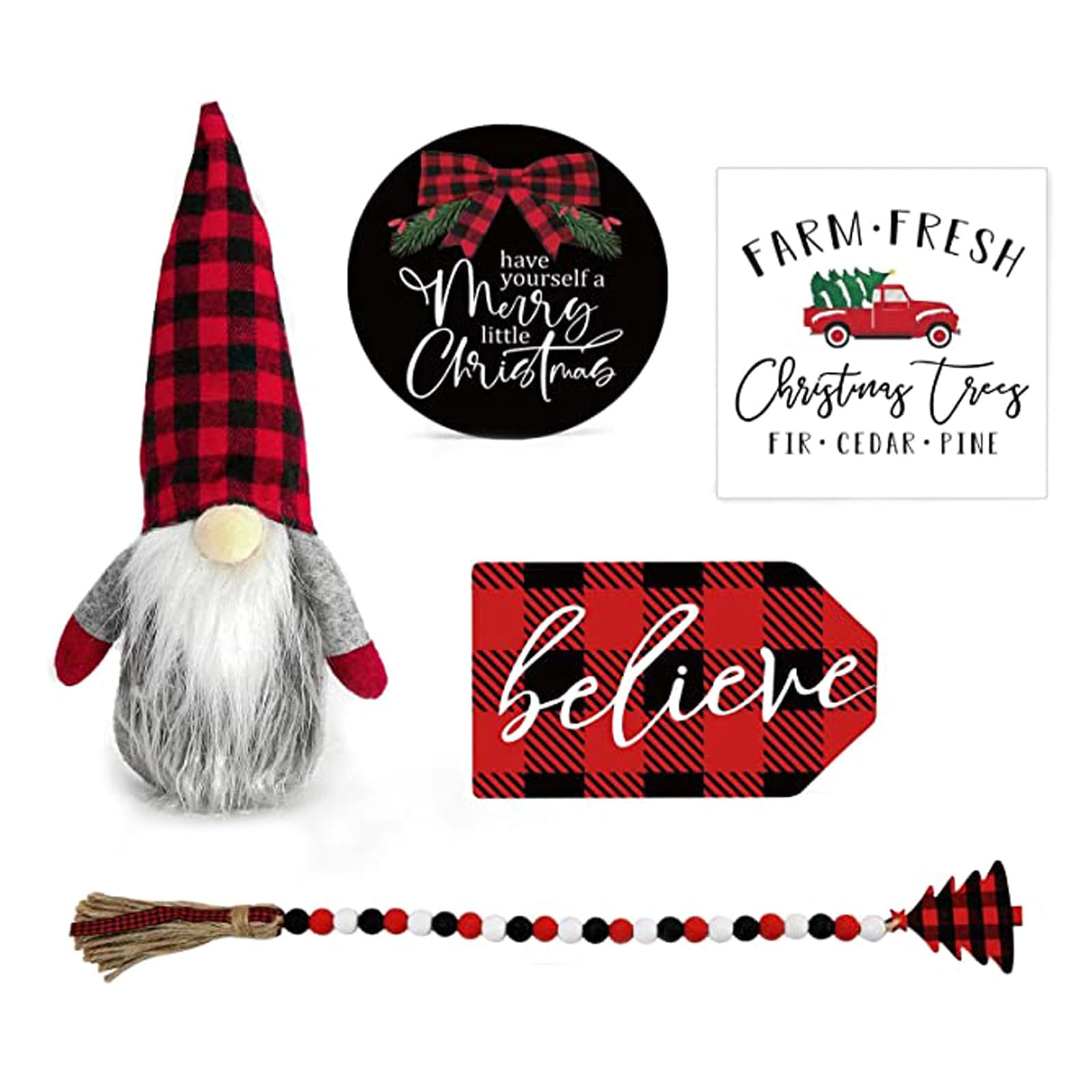 Elnwnnkc Holiday Table Centerpiece Tiered Tray Decor Santa Wood Signs for Festive Home Decor Santa Wood Sign Holiday Home