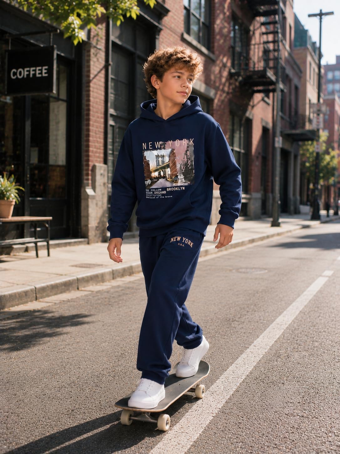 Cakaner Boys Fall Clothes Graphic Hoodie and Jogger Set 2 Piece Outfit 7-16Y