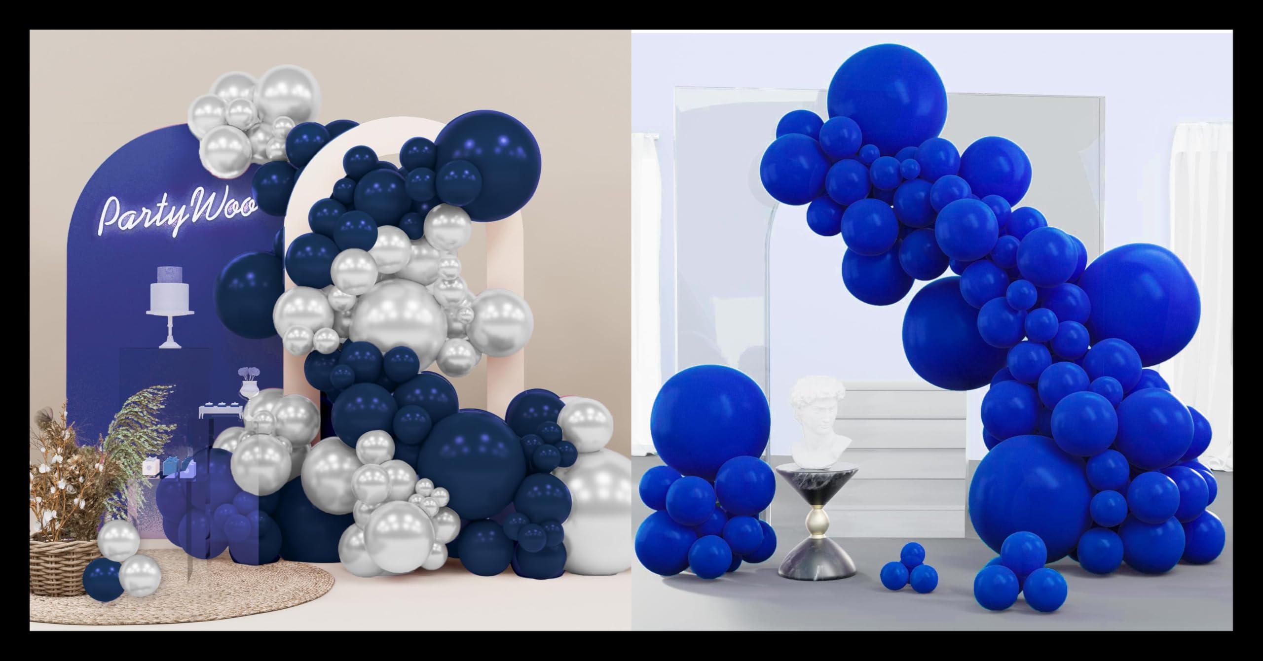 PartyWoo Blue and Silver Balloons 140 pcs and PartyWoo Persian Blue Balloons 140 pcs