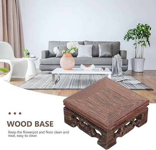 Miniatura 7 de DECHOUS Base de maceta de madera para decoración del hogar al aire libre, soportes para macetas para exteriores, florero, estante de exhibición de