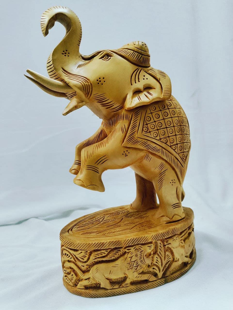 Buy maycreation® Wooden Elephant Statue Antique showpiece Elephant with shikar Chakra of