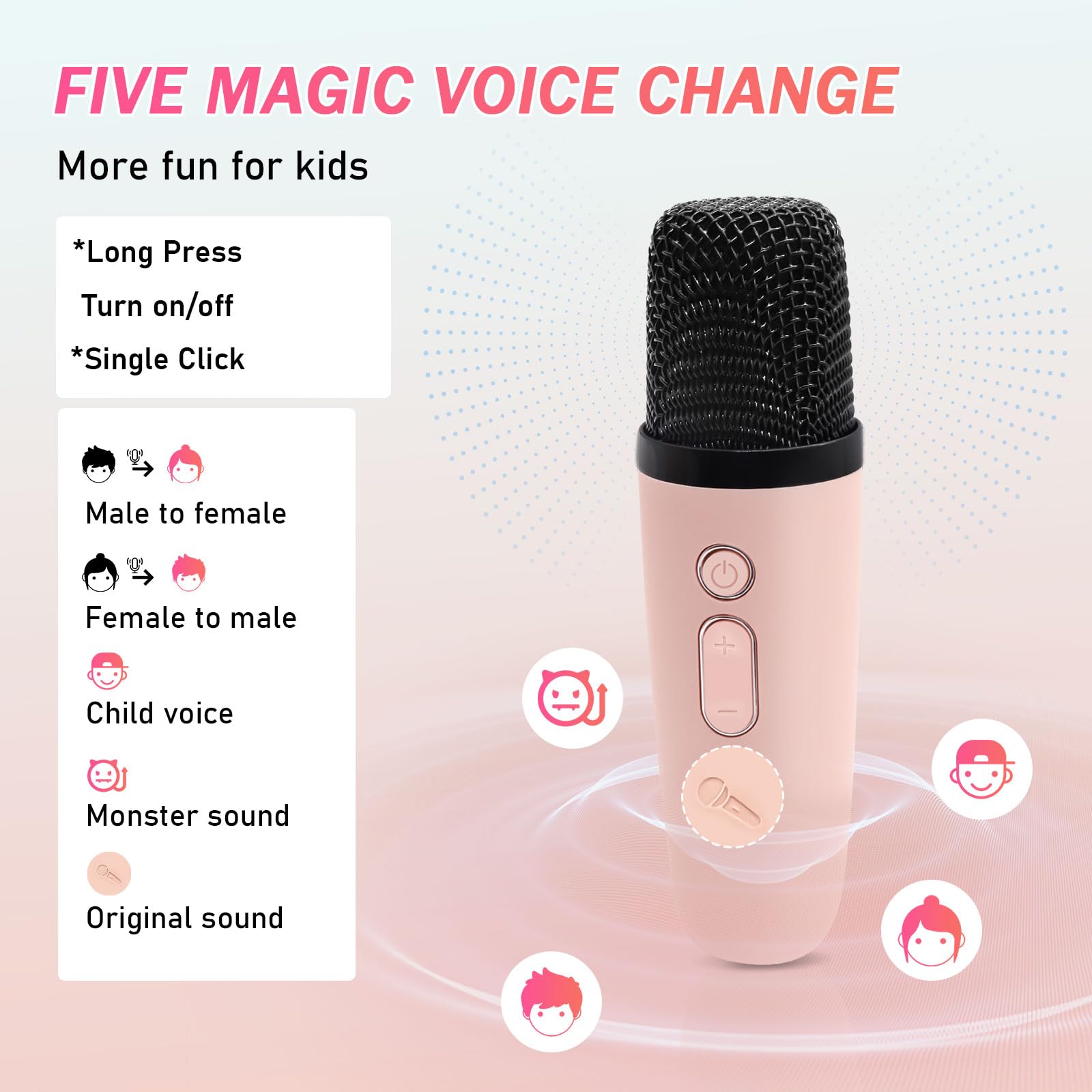 Karaoke Machine for Kids Girls Mini Karaoke Machine with Microphone Toys Gifts for Girls Ages 4, 5, 6, 7, 8, 9, 10 +Year Old Birthday Party (Pink)
