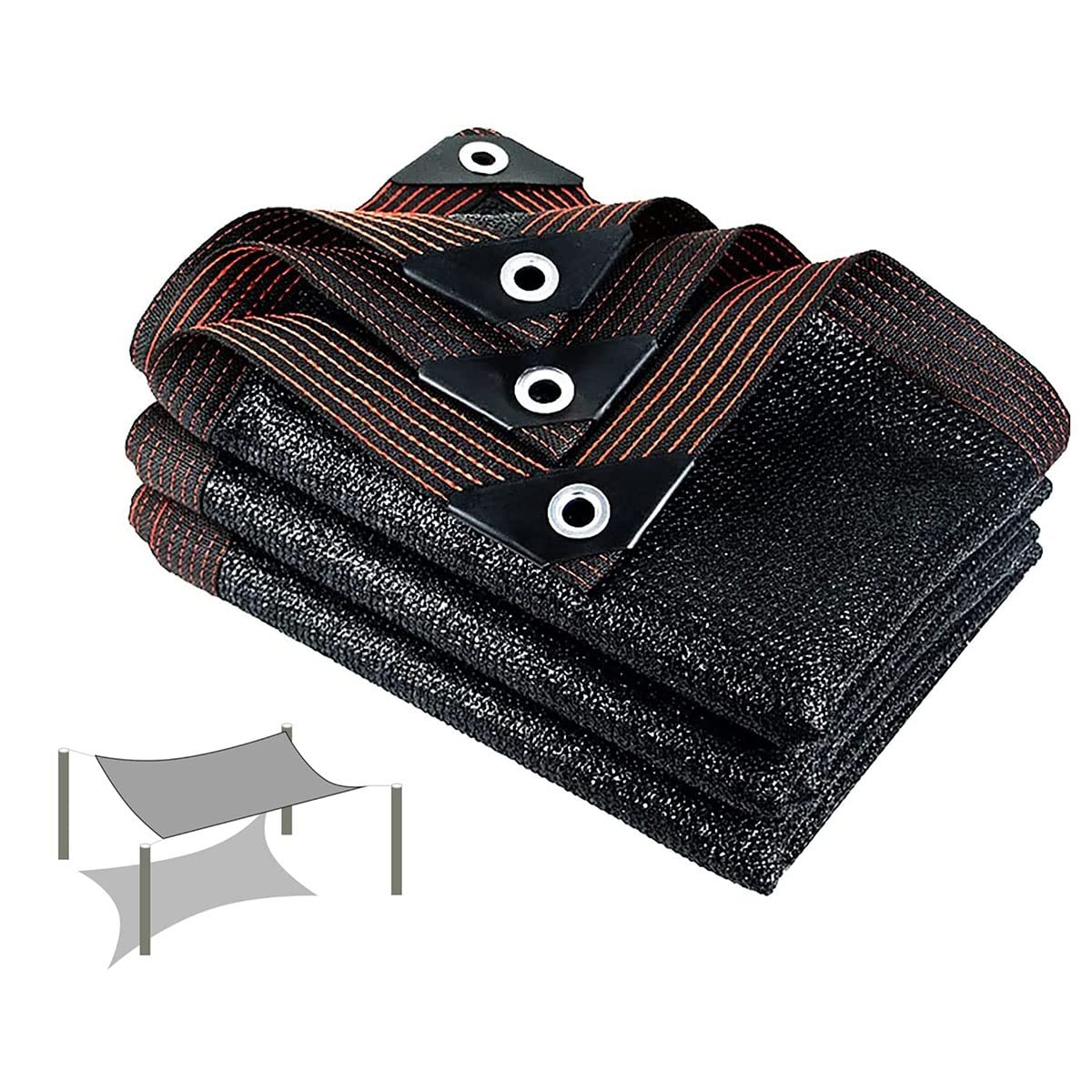 85% Shade Cloth Sunblock Net with Grommets Shading Mesh Tarp, Black Privacy Fence Heavy-duty Shade Net