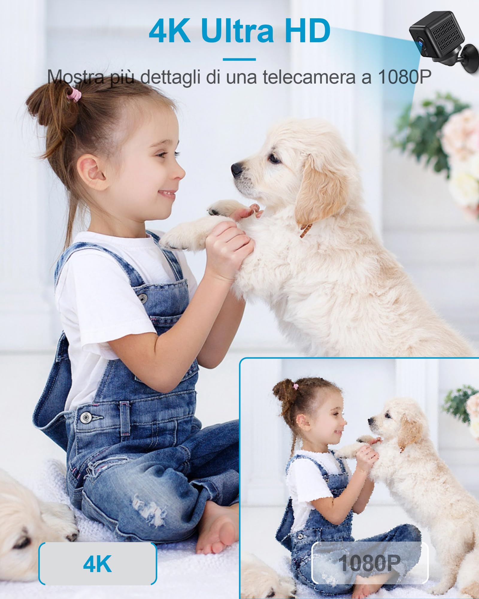 aobo Telecamera Nascosta 4K HD Mini Wifi Interno Videocamera Sorveglianza Senza Fili Batteria Lunga Durata Spy Cam