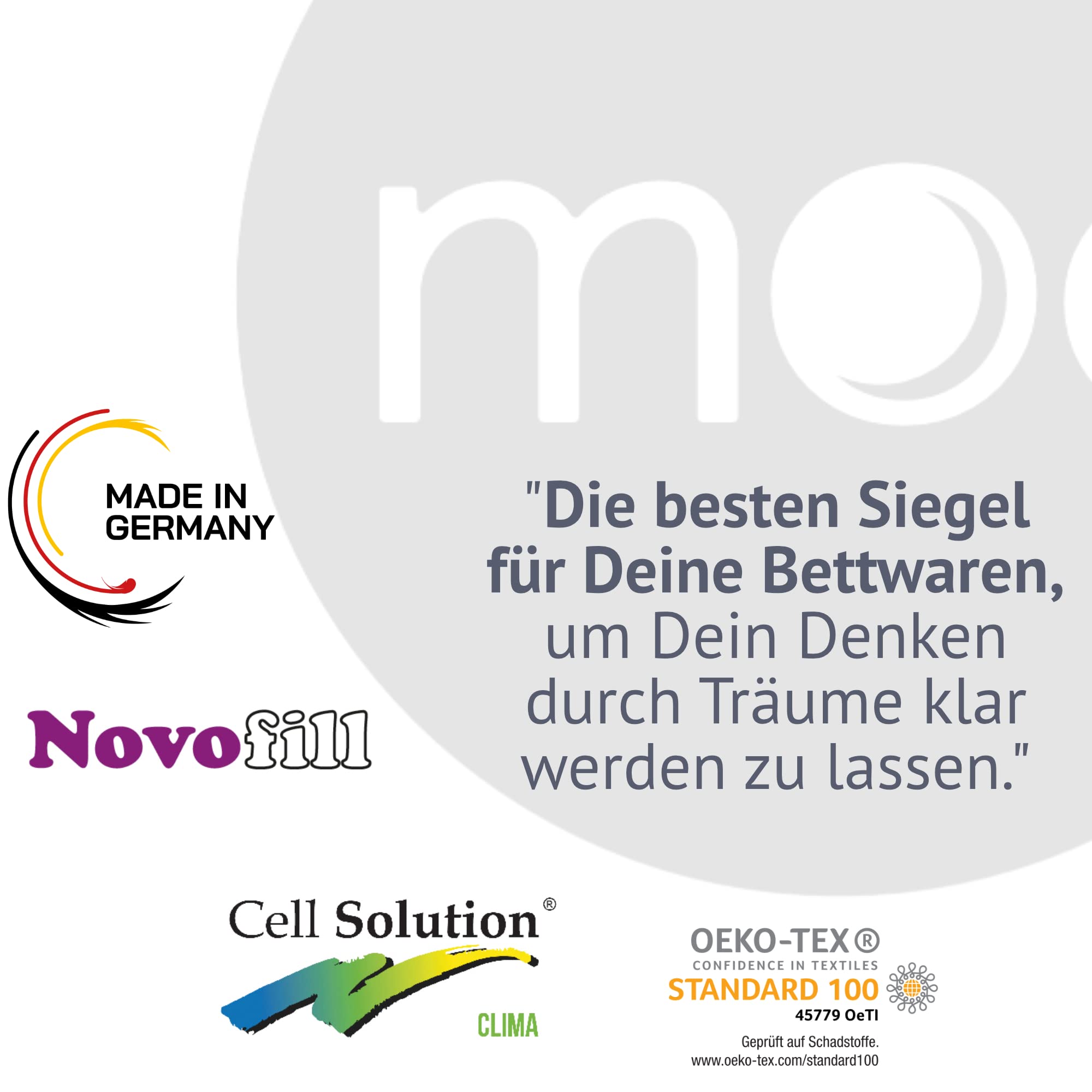 moe Breezy Dream Steppkissen 80x80 cm - temperaturregulierendes Kissen mit Steppmuster, Kopfkissen, Made in Germany, Bezug 100% Baumwolle, auch für Allergiker geeignet, Füllmenge 750 g