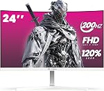 CRUA 24" Moniteur de jeu Courbé, 165Hz/200Hz Moniteur d'ordinateur FHD 1920 X 1080, 120% SRGB, Amd Freesync, Filtre à lumière bleue, pour les jeux et le bureau, murale - blanc