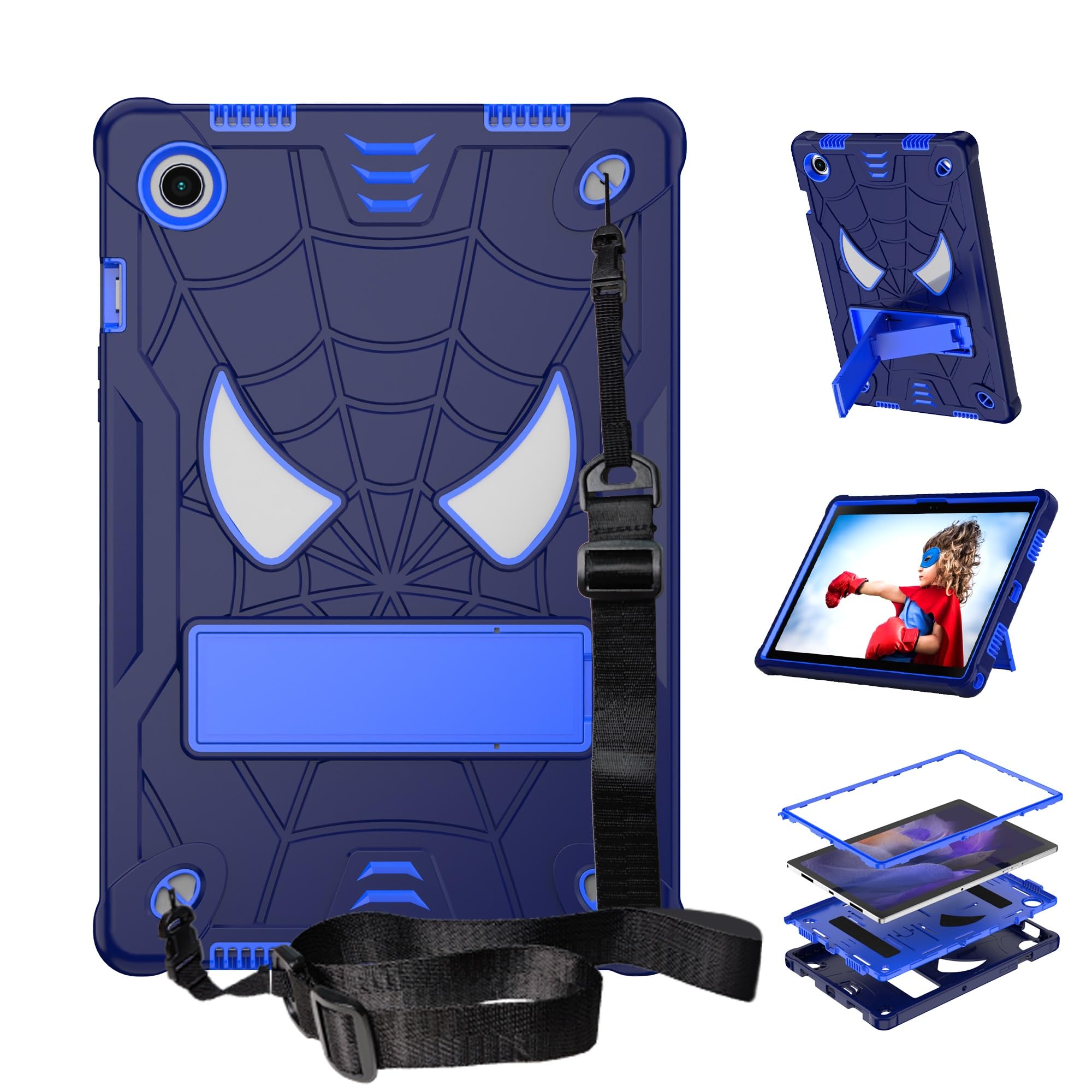 Housse antichoc Samsung Tab A8 10.5 avec support intégré et sangle réglable bleu - 7