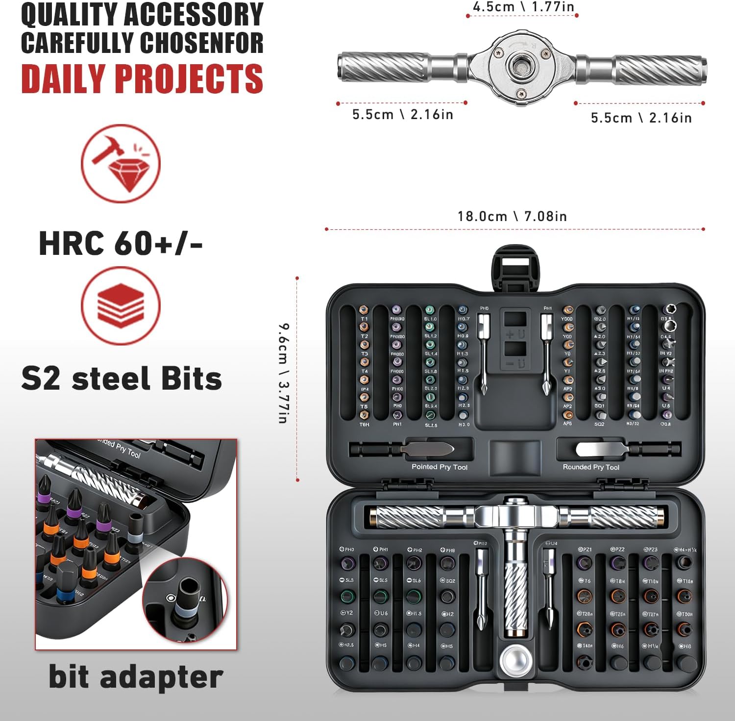 VMAN Ratchet Screwdriver Set, 100 in 1 magnetic Screwdriver sets, S2 Steel Bits, DIY Combination Flexible Shaft, Suitable for Furniture Assembly, Precision Electrical Appliance Repair, Bicycle Tools - Image 2