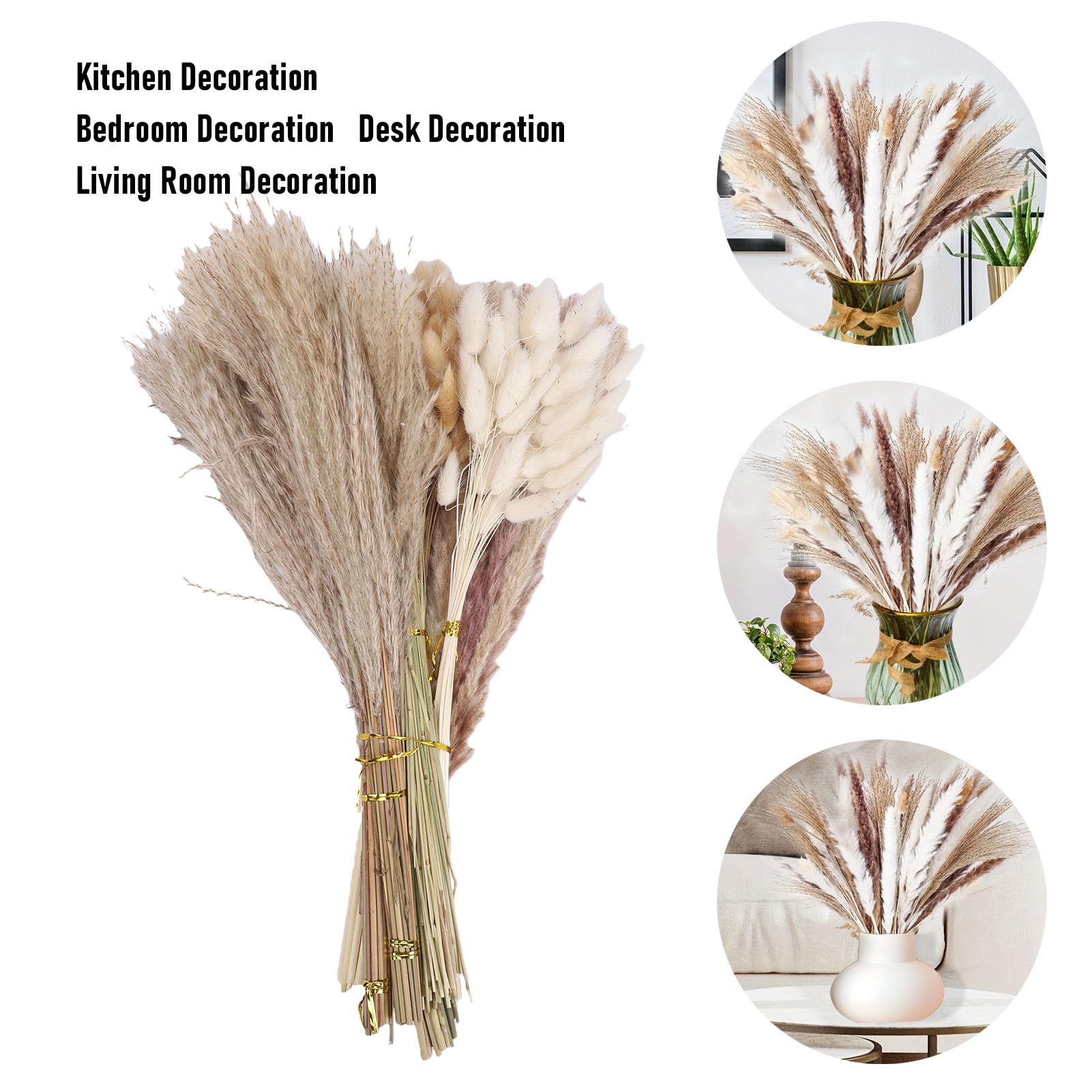Bouquet di fiori secchi Boho da 330 pezzi, di pampa coda di coniglio piante secche riempitivo per vasi fiori nuziali per matrimoni, decorazioni per feste Boho e decorazioni per la
