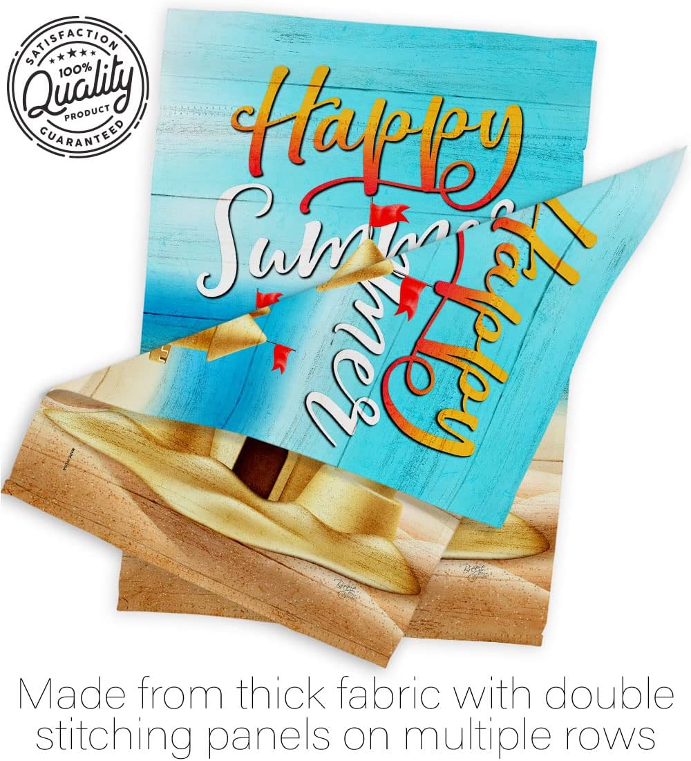 Breeze Decor Sand Castle Garden Flag Coastal Beach Tropical Sea Shells Ocean Outdoor Summer Coral House Decoration Banner Small Yard Gift Double-Sided, Made in USA