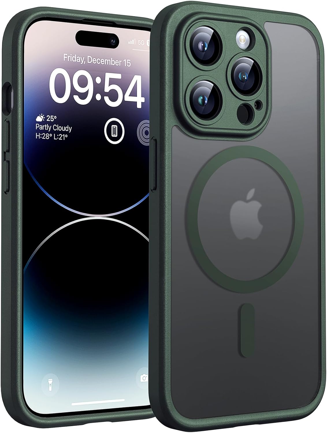 TOCOL Magnetic for iPhone 14 Pro Case, Upgraded Full Camera Protection, Compatible with Magsafe, Drop Protection, Translucent Matte Back Bumper Phone Cover 6.1-Inch, Alpine Green iPhone 14 Pro Alpine Green