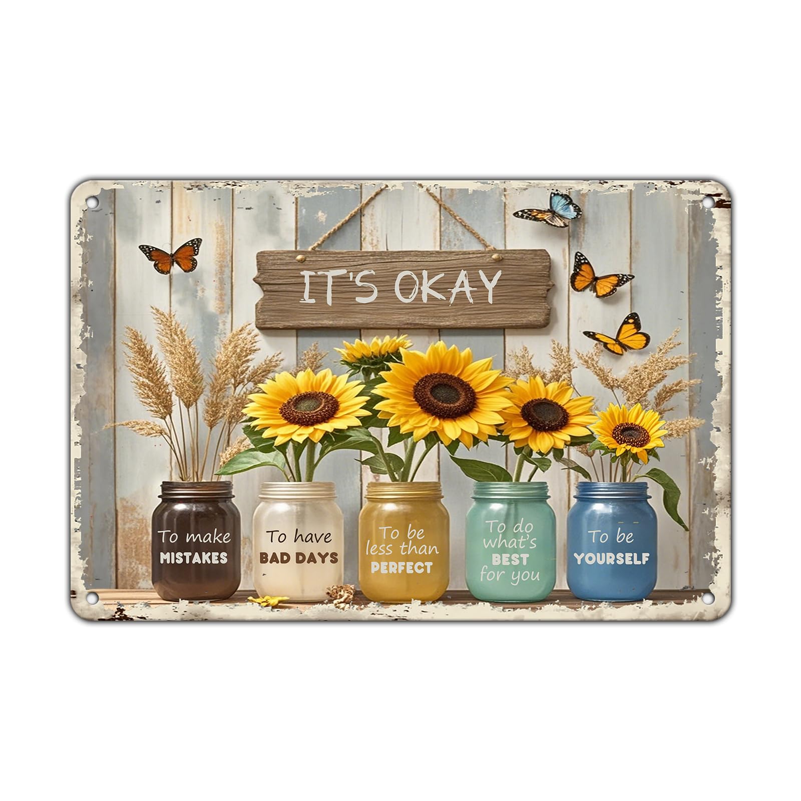 Anceky Funny Metal Tin Signs It's Okay to Make Mistakes Vintage Metal Sign Retro Wall Decor for Home Bar Pub Cafe Garage Man Cave Garden Yard 8×12 Inch