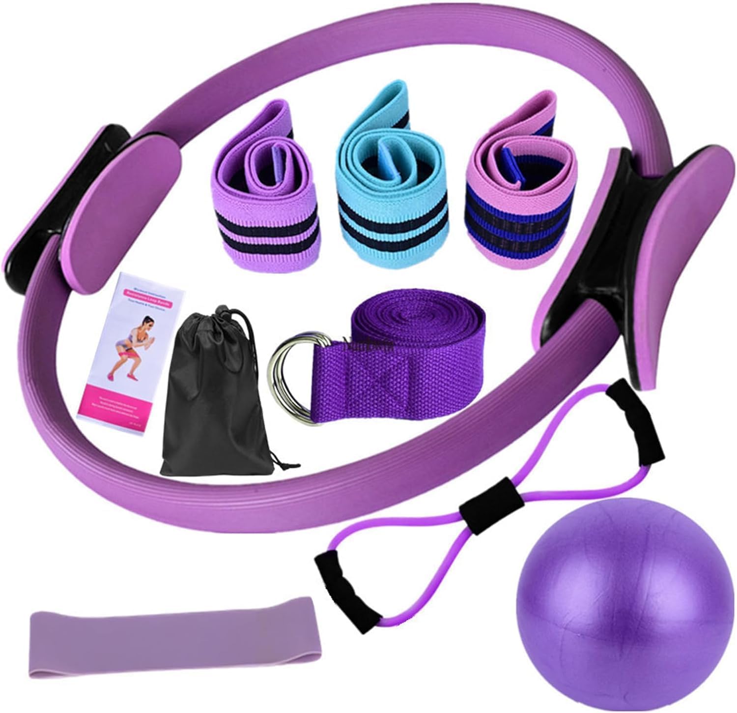 HoldOneLight Essential Pilates Workout Kit für Frauen - Enthält Pilates Ring, 25cm Yoga Ball, Booty Bands & Figure-8 Resistance Band - Komplettes Pilates Equipment Set für Fitnessübungen