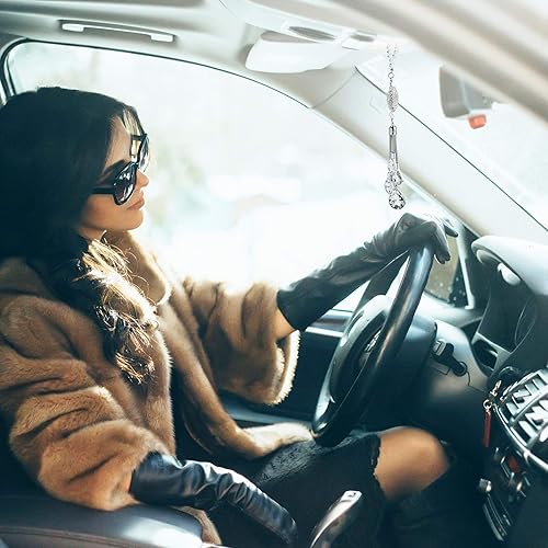 Miniatura 5 de Accesorios para el auto con diamante en forma de corazón brillante dije de cristal para el espejo retrovisor del auto decoración para el auto