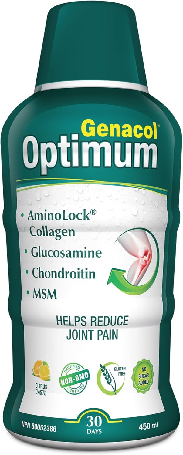 Genacol Optimum Liquid – Glucosamine, Chondroitin, MSM and Ultra-Hydrolyzed Collagen Supplement, Relief of Back, Hips and Knees Joint Pain, Protects Cartilage, 450 ml (30-Day Supply) Genacol Optimum Liquid – Glucosamine, Chondroitin, MSM and Ultra-Hydrolyzed Collagen Supplement, Relief of Back, Hips and Knees Joint Pain, Protects Cartilage, 450 ml (30-Day Supply)