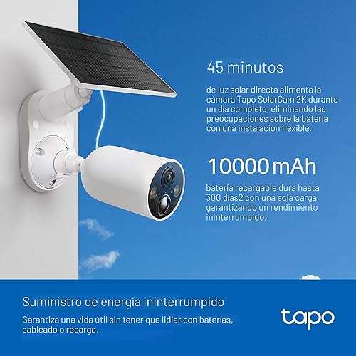Miniatura 4 de TP-Link Tapo SolarCam 2K, cámara de batería para exteriores con base de panel solar, cámara inalámbrica, 2K QHD, FOV súper amplio de 150°, detección