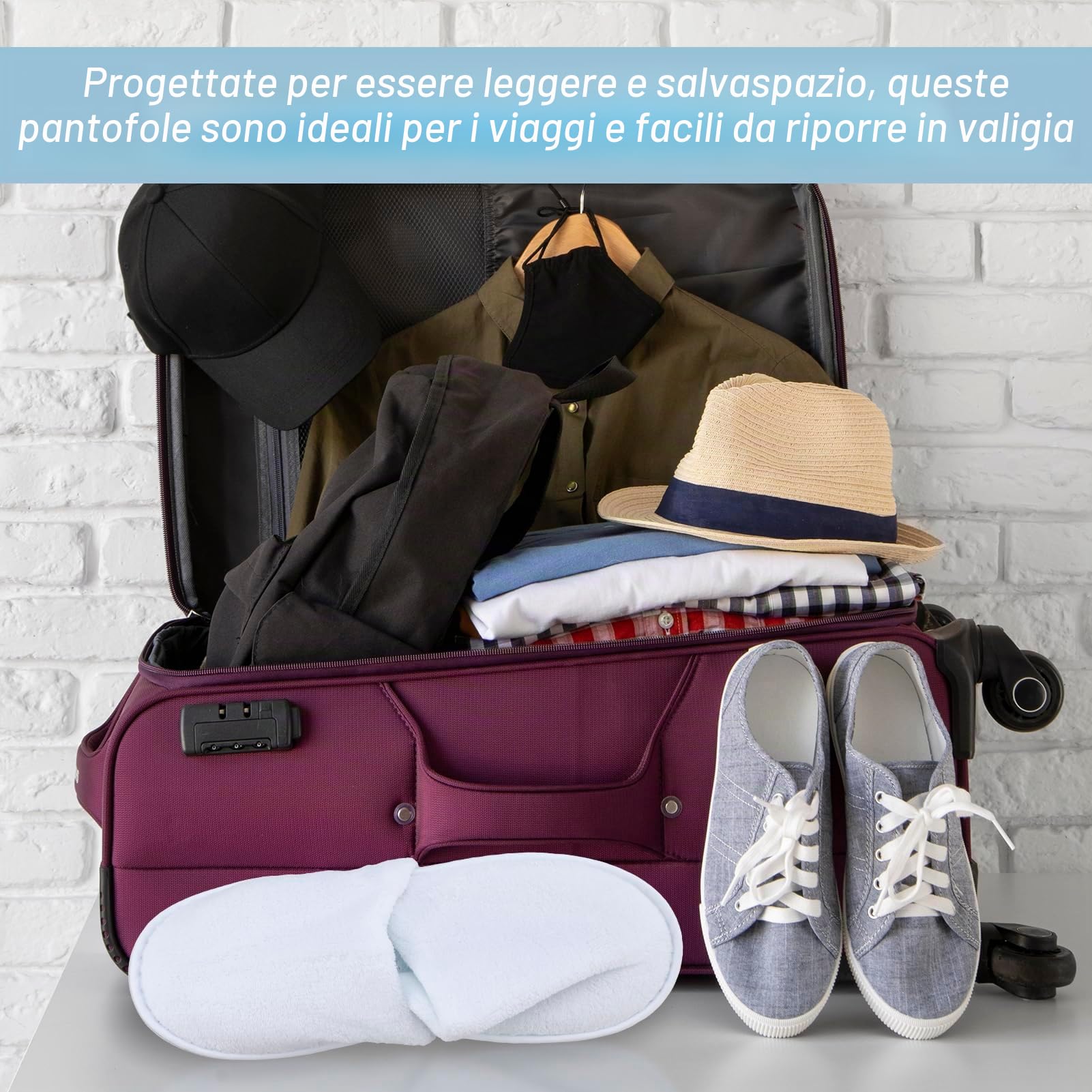 4 Paia Ciabatte Monouso per Hotel e Ospiti in Coral Velvet, Pantofole Punta Chiuse per Casa, Spa, Bagno, Uomini e Donne, Travel Home