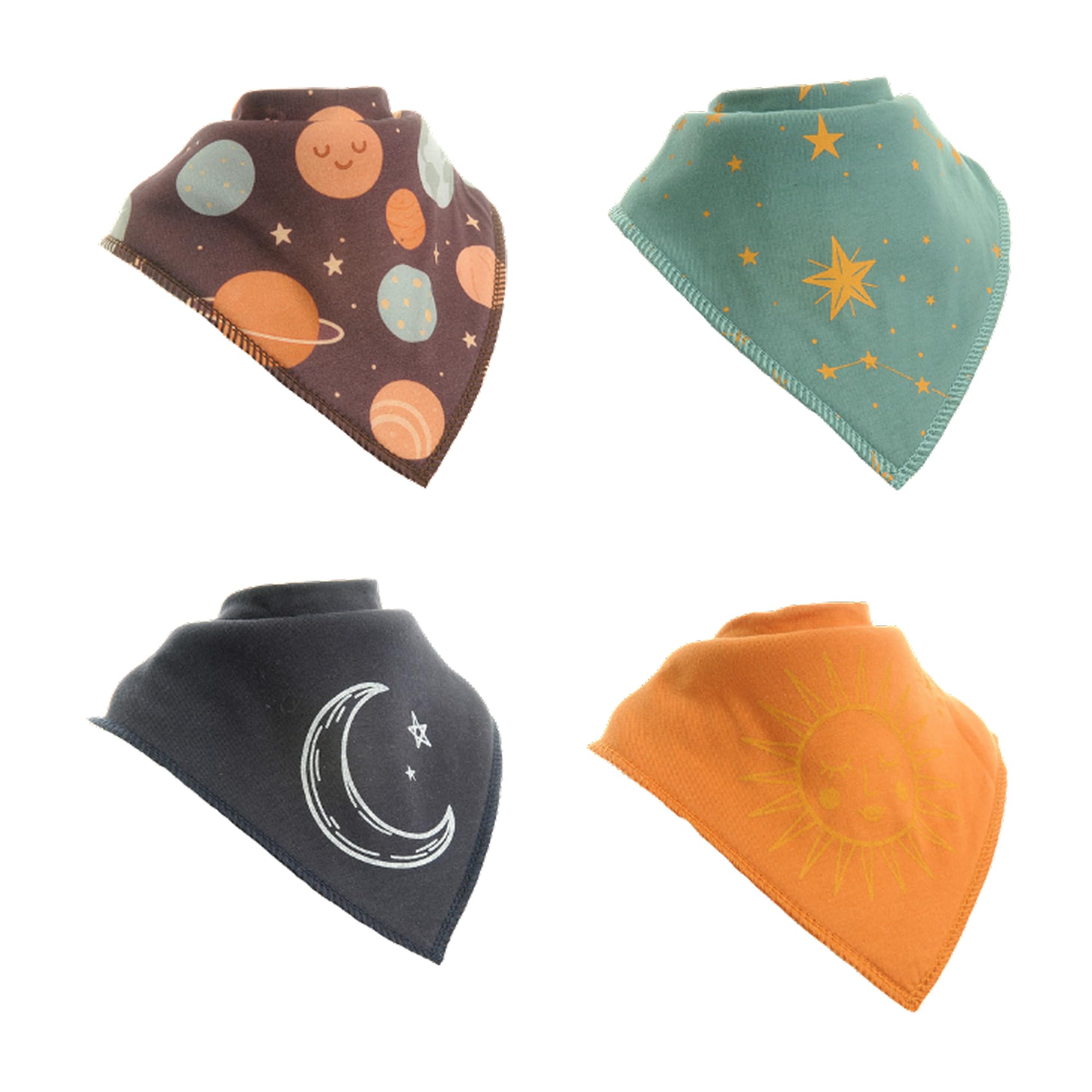 Ziggle Unisex Infant Cosmic Bandana Dribble Bibs - Cotton Front Baby Bibs Newborn To 24 Months - Newborn Gifts - Baby Bibs For Comfortable Kids - Bib Set